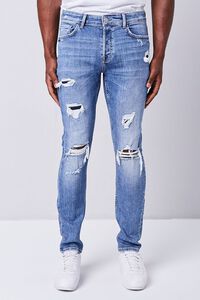 MEDIUM DENIM Distressed Slim-Fit Jeans, image 2