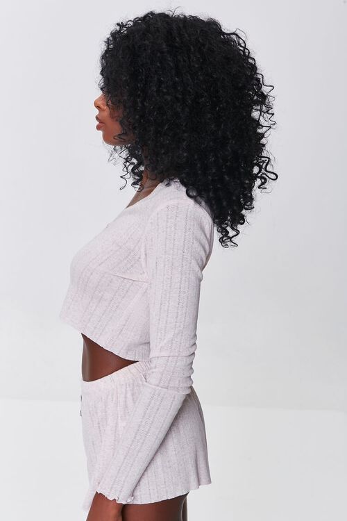 OATMEAL Pointelle Cropped Lounge Top, image 2