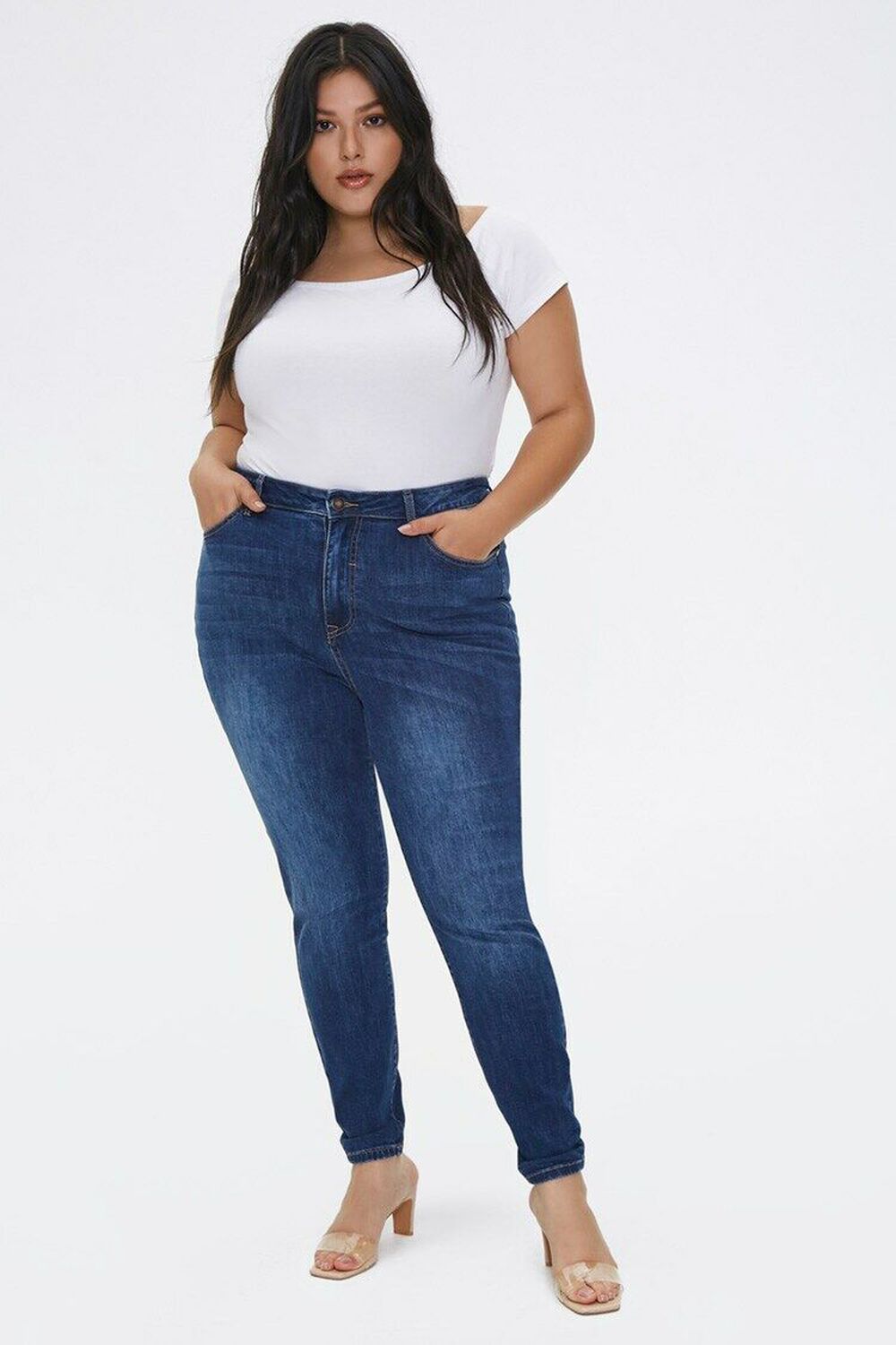DARK DENIM Plus Size High-Rise Skinny Jeans, image 1