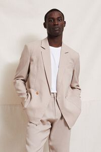 TAUPE Notched Double-Breasted Blazer, image 1