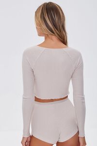OATMEAL Ribbed Knit Lounge Top, image 3