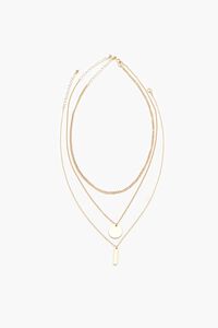 GOLD Pendant Curb Chain Necklace Set, image 2
