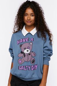 BLUE/MULTI Teddy Bear Graphic Combo Pullover, image 2