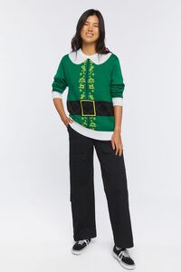 GREEN/MULTI Elf Print Sweater, image 4