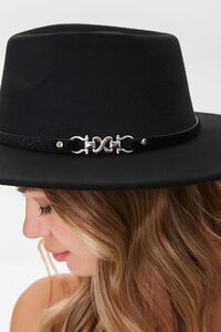 BLACK/BLACK Faux Leather-Trim Cowboy Hat, image 2