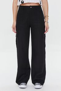 BLACK Linen-Blend Cargo Pants, image 2