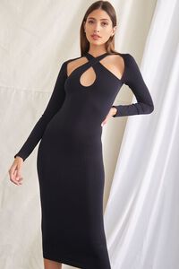 BLACK Crisscross Cutout Bodycon Dress, image 2