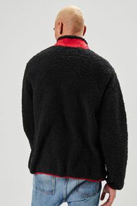 BLACK Faux Shearling Zip-Up Jacket, image 3