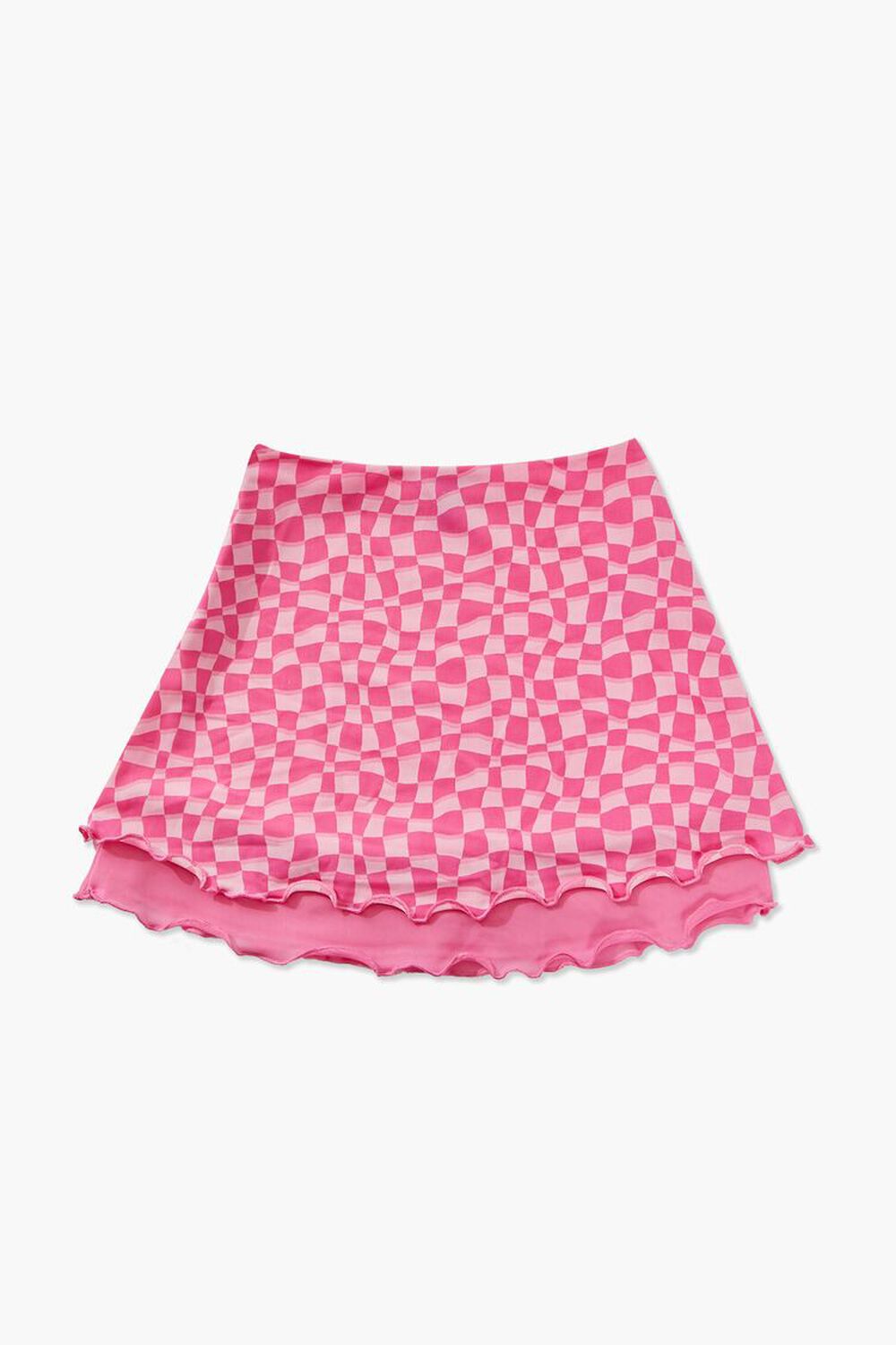 PINK/ORANGE Girls Checkered Tiered Skirt (Kids), image 2