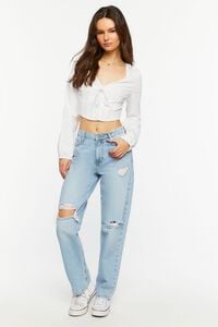 WHITE Lace-Up Seamed Crop Top, image 5