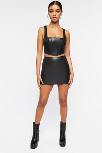 BLACK Faux Leather Mini Skirt, image 5