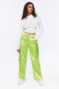 LIME Satin Cargo Mid-Rise Pants, image 5