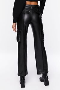 Faux Leather High-Rise Cargo Pants, image 4