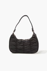 BLACK Ruched Baguette Shoulder Bag, image 1