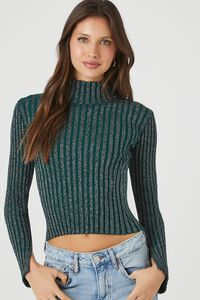EMERALD Glitter Knit Turtleneck Sweater, image 1