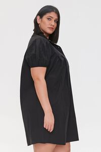 BLACK Plus Size Puff Sleeve Shirt Dress, image 3