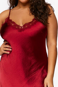 DARK RED Plus Size Lace-Trim Slip Midi Dress, image 5