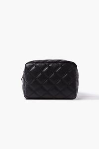 BLACK Quilted Faux Leather Makeup Bag, image 2