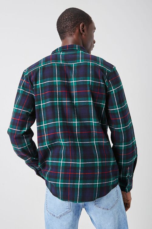 GREEN/MULTI Plaid Button-Front Flannel Shirt, image 3