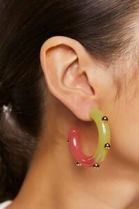 GREEN/PINK Gradient Hoop Earrings, image 1