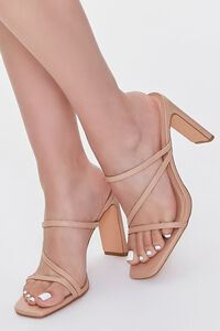 NUDE Faux Leather Strappy Block Heels, image 1