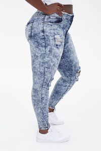 BLUE Plus Size Bleached Skinny Jeans, image 3