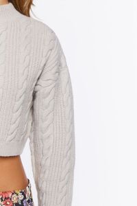 LIGHT GREY Cropped Cable Knit Sweater, image 5