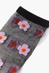 BLACK/MULTI Sheer Mesh Floral Crew Socks, image 3
