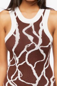 BROWN/WHITE Abstract Print Sweater-Knit Dress, image 5