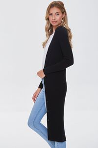 BLACK Ribbed Longline Cardigan Sweater, image 2