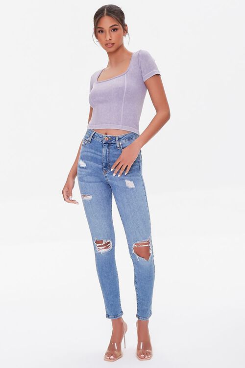 DUSTY LAVENDER Square-Neck Cropped Tee, image 4