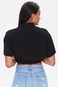 BLACK Cropped Button-Up Shirt, image 3