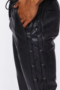 BLACK Faux Leather Side Lace-Up Pants, image 5