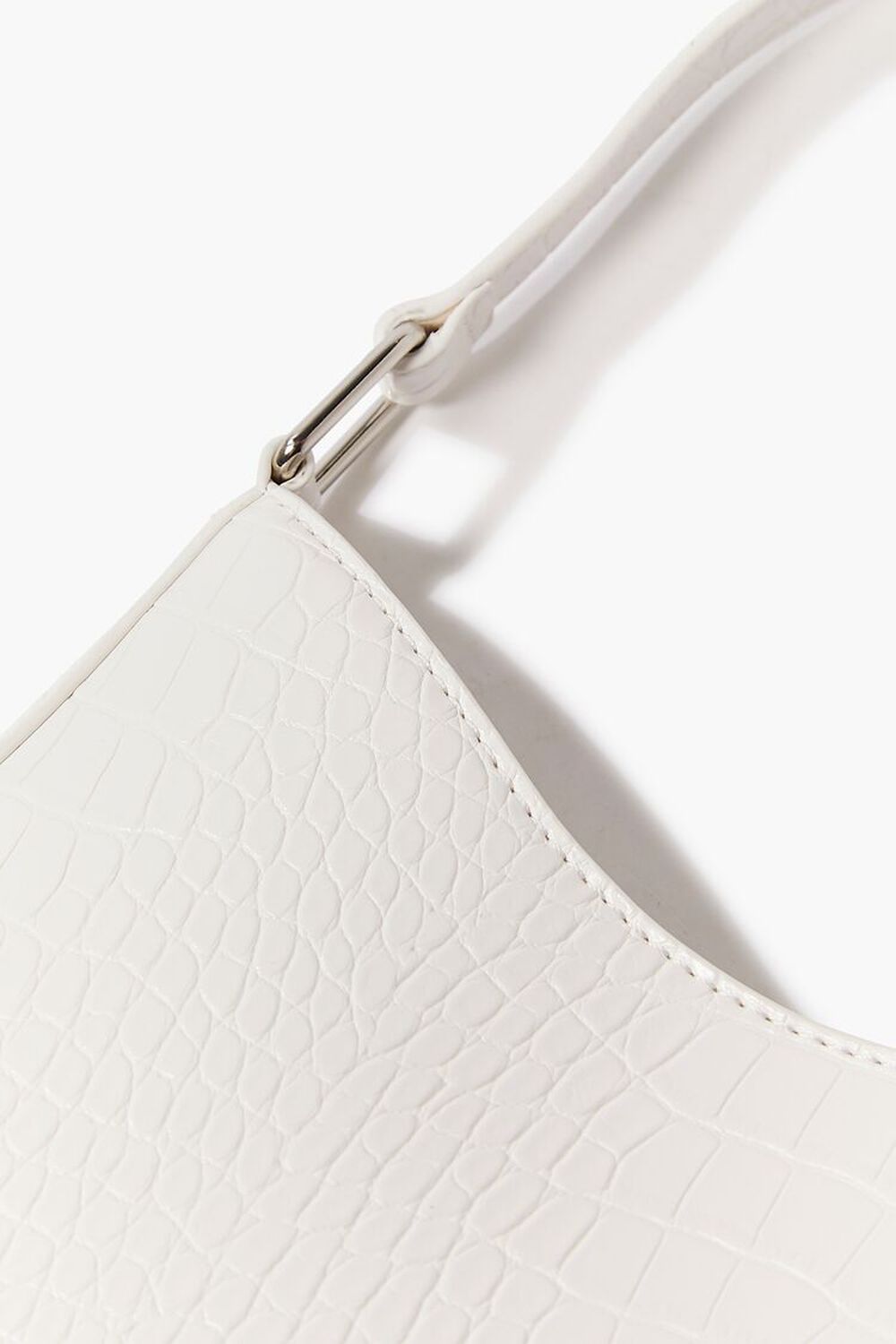 WHITE Faux Croc Leather Shoulder Bag, image 3