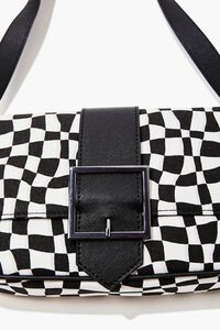 BLACK/WHITE Wavy Checkered Shoulder Bag, image 3