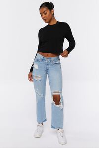 BLACK Ribbed Knit Sweater Top, image 4