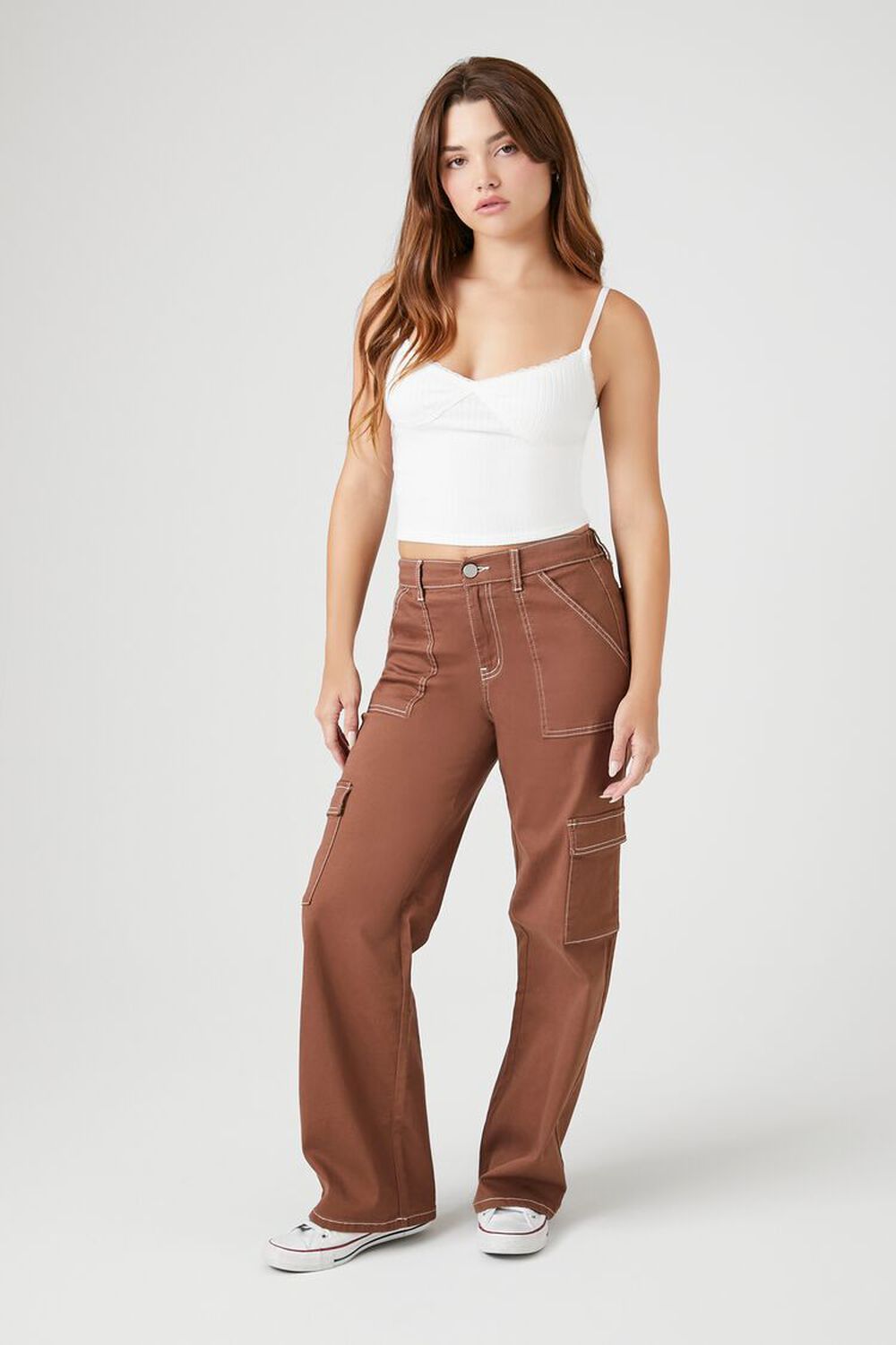BROWN Twill Cargo Pants, image 1
