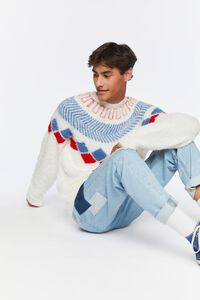 CREAM/MULTI Fuzzy Knit Geo Pattern Sweater, image 7