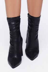 BLACK Faux Leather Pointed Booties, image 4