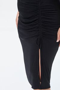 BLACK Plus Size Ruched Drawstring Skirt, image 6