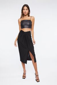 BLACK Knotted High-Rise Midi Skirt, image 1