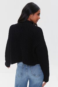 BLACK Mock Neck Purl Knit Sweater, image 3