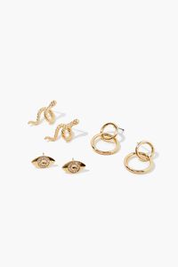 GOLD Snake Charm Stud Earring Set, image 1