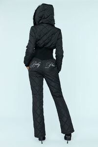 BLACK/MULTI Baby Phat Faux Fur-Trim Quilted Jumpsuit, image 3