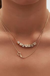 GOLD/CLEAR Dreamer Layered Chain Necklace, image 1