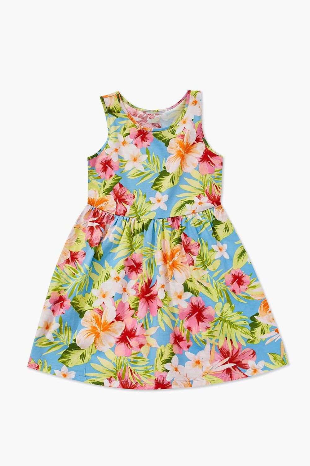 BLUE/MULTI Girls Tropical Print A-Line Dress (Kids), image 1