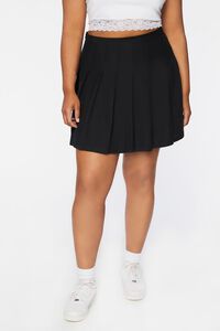 BLACK Plus Size Mini Tennis Skirt, image 2