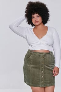 OLIVE Plus Size Buttoned Corduroy Skirt, image 6
