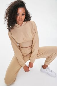 TAN French Terry Hoodie & Joggers Set, image 1