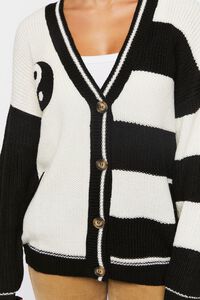 BLACK/WHITE Yin Yang Colorblock Cardigan Sweater, image 5
